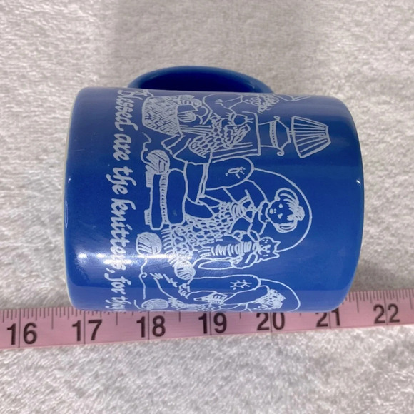 Vintage Blue Blessed Are The Knitters For They Shall Keep You In Stitches Mug - Picture 11 of 11